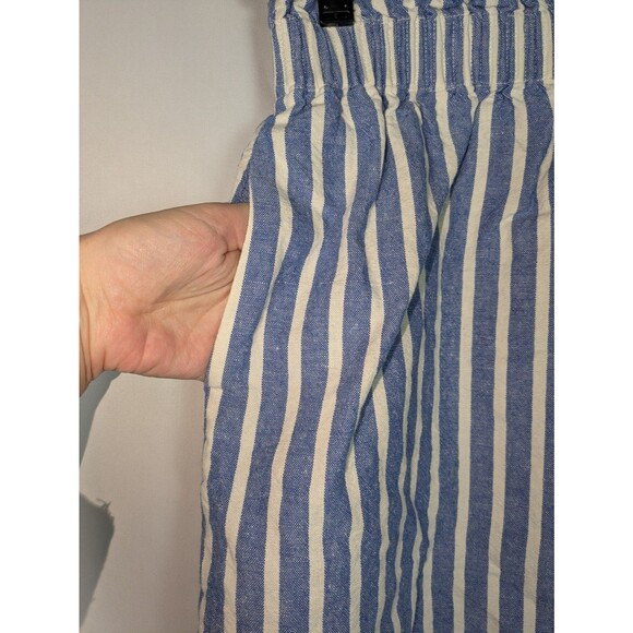 J. Crew Skirt 2 Women's Blue White Striped Linen Cotton Sidewalk Mini Pockets - Picture 2 of 6